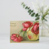 Wünschen Sie Freude an Vintager floraler Postkarte (Stehend Vorderseite)