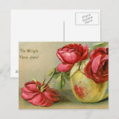 Wünschen Sie Freude an Vintager floraler Postkarte (Vorne/Hinten)