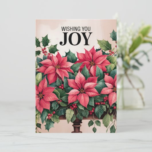 Wünschen Sie Freude Feiertagskarte (Stehend Vorderseite)