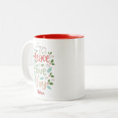Wünschen Sie Frieden Liebe Freude Ihren Namen Weih Zweifarbige Tasse (Vorderseite Links)