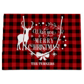 Wünschen Sie frohe Weihnachten Red Buffalo Monogra Große Geschenktüte (Vorderseite)