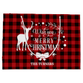 Wünschen Sie frohe Weihnachten Red Buffalo Monogra Große Geschenktüte (Rückseite)