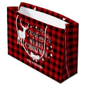 Wünschen Sie frohe Weihnachten Red Buffalo Monogra Große Geschenktüte (Rückseite Schrägansicht)