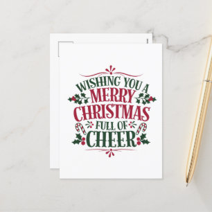 Wünschen Sie frohe Weihnachtswortkunst Feiertagspostkarte