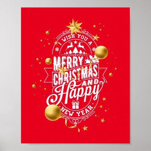 Wünschen Sie sich ein frohes Weihnachtsfest und ei Poster (Vorne)