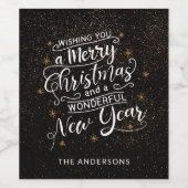 Wünschen Sie sich ein frohes Weihnachtsskript Weinetikett (Einzelnes Label)