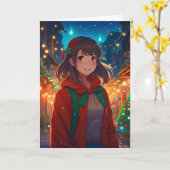 Wünschen Sie sich ein Weihnachtsanime-Pun Karte (Gelbe Blume)