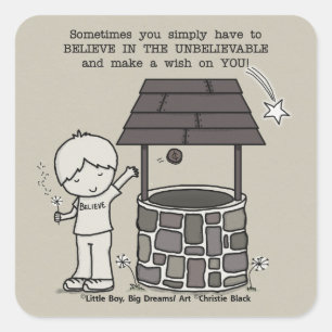 Wünschen Sie sich! Quadratischer Aufkleber