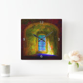 Wunschfenster - Impressionistischer Stil Quadratische Wanduhr (Zuhause)