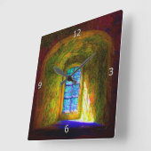 Wunschfenster - Impressionistischer Stil Quadratische Wanduhr (Winkel)