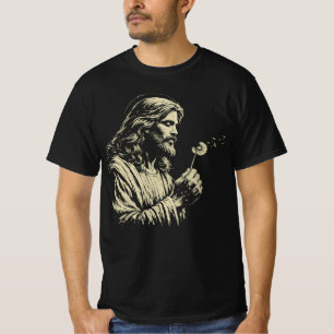 Wunschgebläse Jesus Löwenzahnblüten anpustend Vint T-Shirt