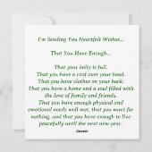 Wunschkarte "Genug für Dich" Feiertagskarte (Rückseite)
