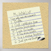 Wunschliste für Buchliebhaber Poster (Vorne)