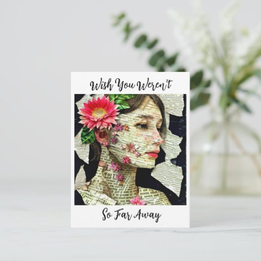 Wünschst du wärest nicht so weit weg? postkarte (Stehend Vorderseite)