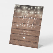 Wünscht, hier sind String-Lichter rustikales Holz Sockelschild (Vorderseite)