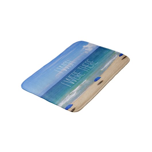 Wünscht, ich wäre da - Blue Beach Umbrella Badematte (Schrägansicht)