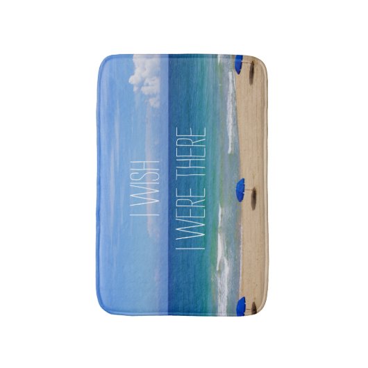 Wünscht, ich wäre da - Blue Beach Umbrella Badematte (Vorderseite Vertikal)