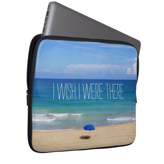 Wünscht, ich wäre da - Blue Beach Umbrella Laptopschutzhülle (Vorne Rechts)