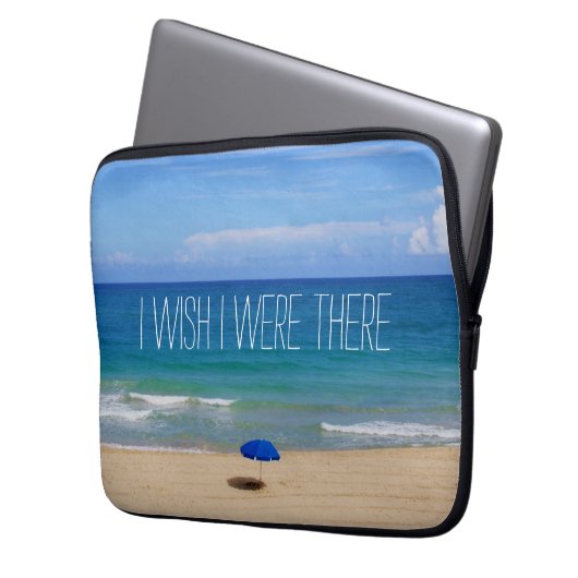 Wünscht, ich wäre da - Blue Beach Umbrella Laptopschutzhülle (Vorderseite Links)
