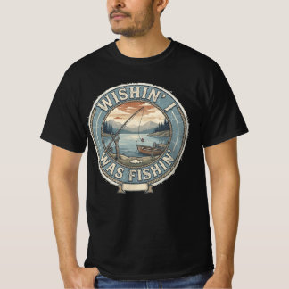Wünschte, ich wäre am Fischen – Vintage Retro-Seef T-Shirt