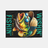 Wünschte ich wäre Angelnd Lustiger Angler Vater Fleecedecke (Vorderseite (Horizontal))