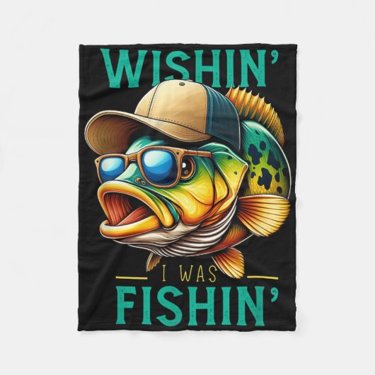 Wünschte ich wäre Angelnd Lustiger Angler Vater Fleecedecke (Vorderseite)