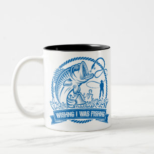 Wünschte, ich wäre beim Angeln Zweifarbige Tasse