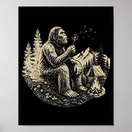 Wunschträume Lustiger Bigfoot pustet Löwenzahn Poster (Vorne)