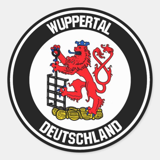 Wuppertal Round Emblem Runder Aufkleber (Vorderseite)