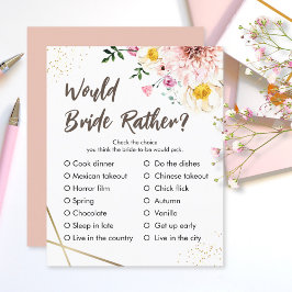 Würde Bride eher | Rosa Brautparty Game