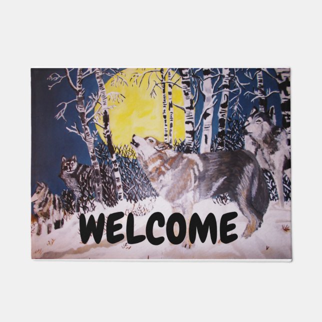 WURDE DER WOLF-Türmatte Fußmatte (Vorderseite)