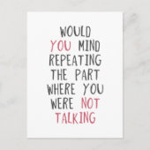 Würde es Ihnen etwas ausmachen, den Teil zu wieder Postkarte (Vorderseite)