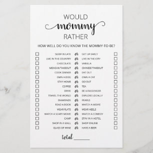 Würde Mommy eher Baby Shower Game