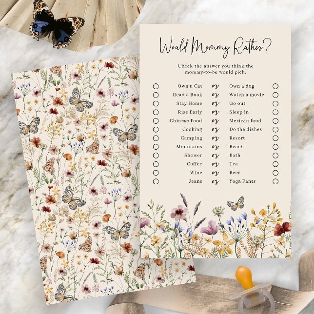 Würde Mommy Rather Game (Boho Floral Would Mommy Rather Game by Painted Paperie
)