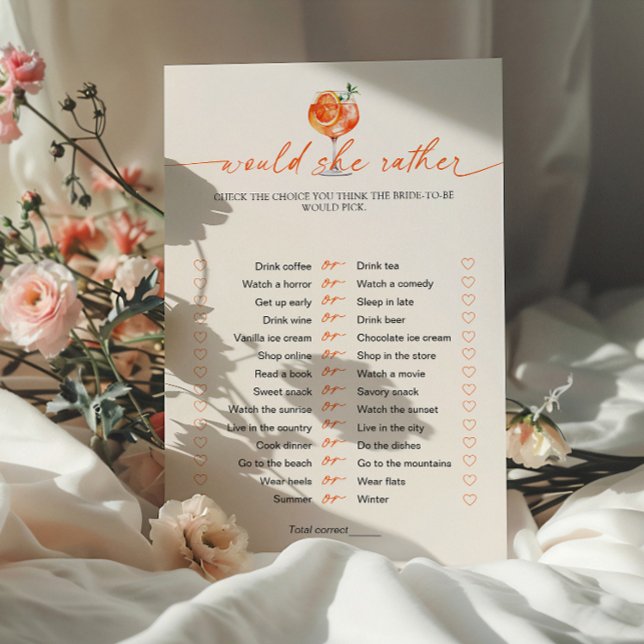 Würde sie eher Aperol Spritz Brautparty Game (Von Creator hochgeladen)