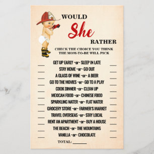 Würde sie eher Baby Firefighter Showspielkarte Flyer