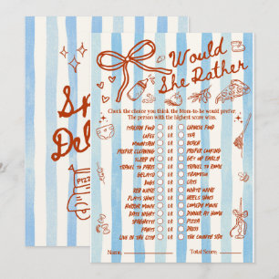 Würde sie eher Baby Shower Spiel in Rot Blau