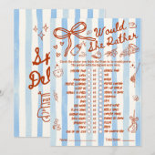 Würde sie eher Babyparty-Spiel in Blau (Vorne/Hinten)