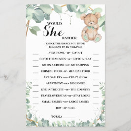 Würde sie eher Bear Greenerity Duwer Game Card Flyer