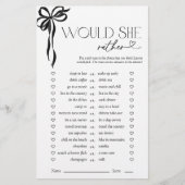 Würde sie eher Black Bow Brautparty Game (Vorderseite)