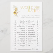 Würde sie eher Boho Sonnenblumen Brautparty Game (Vorderseite)