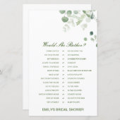 Würde sie eher Brautparty Game DRUCKEN (Vorne/Hinten)