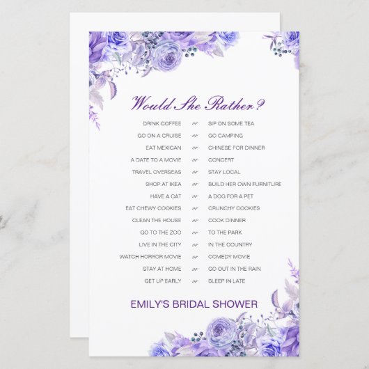 Würde sie eher Brautparty Game DRUCKEN (Vorne/Hinten)