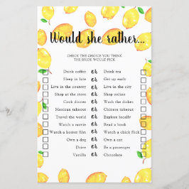 Würde sie eher Brautparty Game Lemon