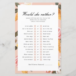 Würde sie eher Brautparty-Spiel erbeten