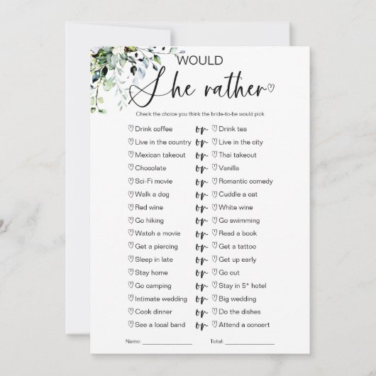 Würde sie eher Brautparty spielen Einladung (Vorderseite)