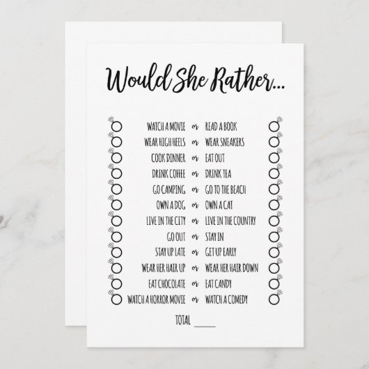 Würde sie eher Brautparty spielen Programm (Vorne/Hinten)