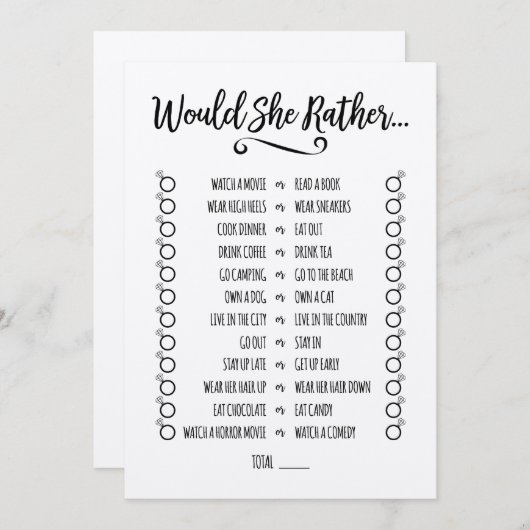 Würde sie eher Brautparty spielen Programm (Vorne/Hinten)