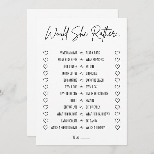 Würde sie eher Brautparty spielen Programm (Vorne/Hinten)