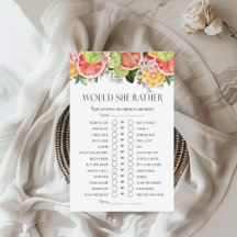 Würde sie eher Citrus Summer Brautparty Game